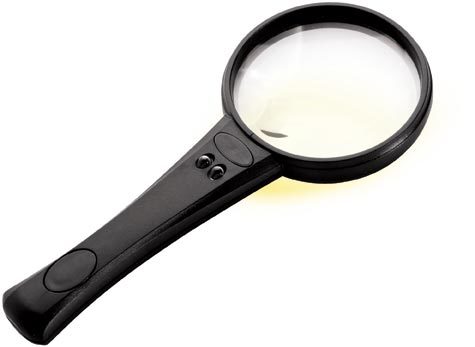 gbc Lente di ingrandimento con led luminosi diametro 7,5cm, 2,5 ingrandimenti la lente contiene un inserto di 2cm di diamentro con un ingradimento pari a 6 volte.