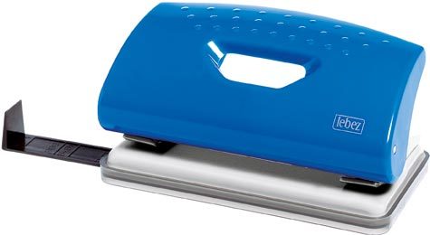 gbc Perforatore a 2 fori , con guida regolabile colori disponibili: blu, nero, rosso, perfora fino a 10 fogli (1mm), impugnatura in ABS e base in metallo, foro diametro 6mm, distanza tra i fori 8cm.