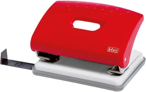 gbc Perforatore a 2 fori , con guida regolabile colori disponibili: blu, nero, rosso, perfora fino a 16 fogli (1,6mm), impugnatura in ABS e base in metallo, foro diametro 6mm, distanza tra i fori 8cm.