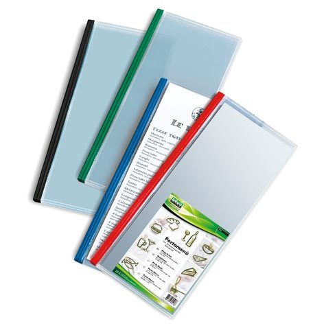 gbc Portamen, 4 pagine in crystal PVC semirigido bordo VERDE, formato mezzo A4 (105x297mm).