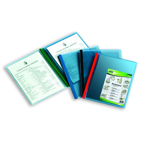 gbc Portamen, 4 pagine in crystal PVC semirigido bordo NERO, formato A5 (148x210mm).