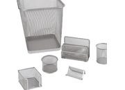 gbc Set da scrivania. 6 pezzi in rete metallica SILVER.