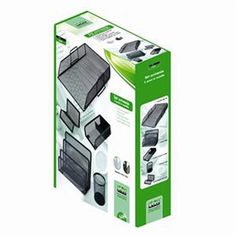 gbc Set da scrivania. 5 pezzi in rete metallica SILVER.