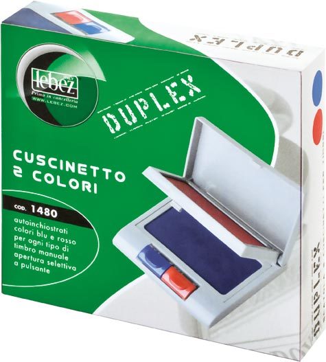 gbc Cuscinetto a 2 colori duplex, cm 10x10,5 BLU E ROSSO.