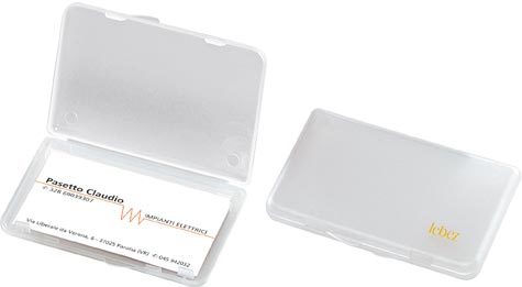 gbc Portabiglietti da visita in polipropilene rigido con chiusura a pressione Formato: 10x6,5x1 cm.