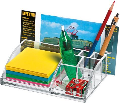 gbc Desk organizer in acrilico. completo di 400 notes (notes 9x9 cm) Formato: 18x5x12,5 cm.
