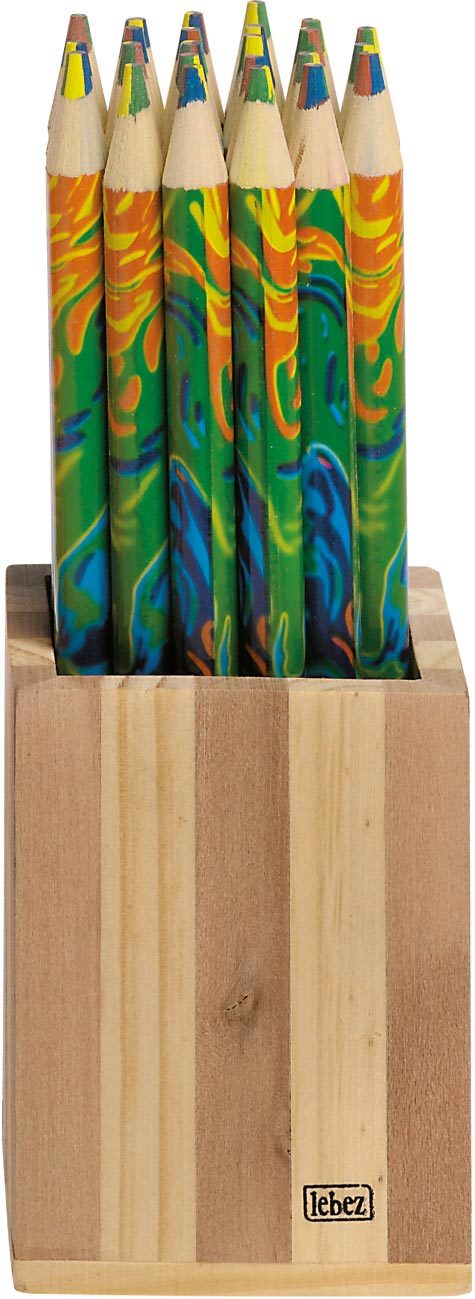 gbc Pastelli Jumbo con punta multicolore rotondi, bicchiere in legno da 24 pastelli.
