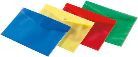 gbc Busta con doppia tasca in PPL polipropilene con chiusura in velcro GIALLO, formato A4: 33x24,5 cm.