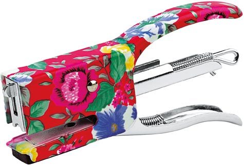 gbc Cucitrice a pinza mini, in metallo stampato, monta il punto 10 cuce fino a 15 fogli. Profondit di cucitura 2,7cm. Fornita con una scatola di 1000 punti colorati. Fantasie assortite.