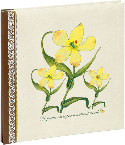 gbc Album foto con 30 cartoncini adesivi + acetato trasparente. Formato 32x33.5cm Possibilit di inserire foto di vari formati. Copertina con soggetto -Fiore giallo-. Rilegatura a viti sepolte rivestite con copertina rigida. Possibilit di aggiungere sino a 30 fogli.