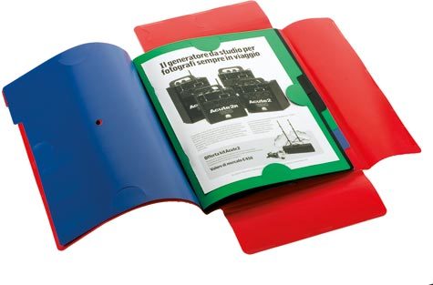 gbc Cartellina in PP a 3 lembi. con divisori colorati ed elastico Colori assortiti, formato: 24x32 cm.