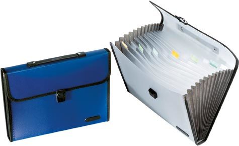 gbc Portadocumenti in PP con bordatura in nylon, con impugnatura 13 scomparti con targhette indicatrici, colori assortiti, formato: 33,5x23,5x4 cm.