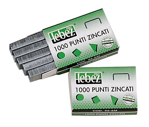 gbc Punti metallici Lebez 26-6 ZINCATI Punti zincati per cucitrici Lebez codici: 501, 547, 586, 589, 9628. larghezza12mm,altezza gambine  6mm.