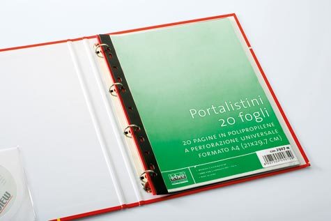 gbc Portalistino in polipropilene a perforazione universale a 10 buste Bordo rosso, formato A4 (210x297mm).
