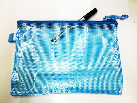 gbc Busta in polipropilene PP e rete con zip AZZURRO TRASPARENTE,  formato:240x170 mm.