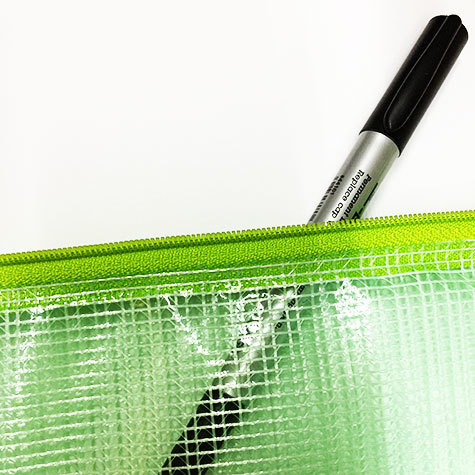 gbc Busta in polipropilene PP e rete con zip VERDE TRASPARENTE,  formato:240x170 mm.