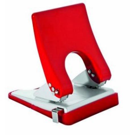 gbc Perforatore a 2 fori in metallo, con guida regolabile BIANCO, perfora fino a 25 fogli (2,5mm) con sforzo ridotto del 50%, foro diametro 6mm, distanza tra i fori 8cm.