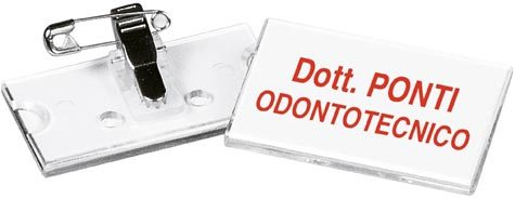 gbc Portabadge in acrilico con spilla e clip in metallo Formato: 60x30 cm.