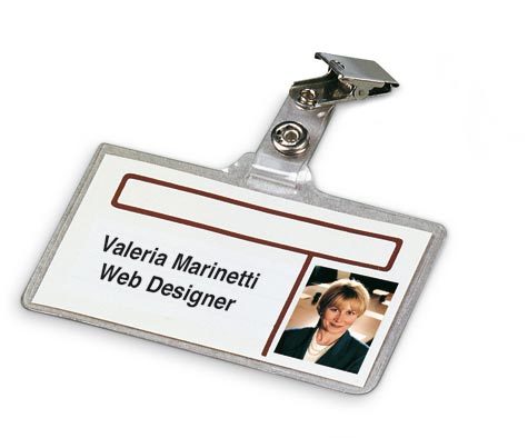 gbc Portabadge con clip in metallo Formato: 93x60 cm.