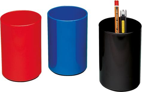 gbc Bicchiere portapenne in ABS Colori: BLU, NERO, ROSSO. Formato: 7,5x11 cm.