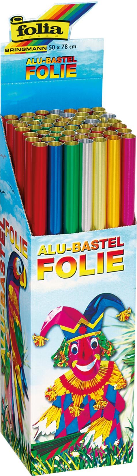 gbc Carta metalizzata Folia in espositore di 50 rotoli. colore rosso Formato: 50x78 cm.