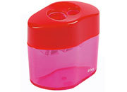 gbc Temperamatite in plastica ad 2 fori corpo contenitore in plastica trasparente, in blister. Colori disponibili: giallo, blu, verde, rosso. LEB346B