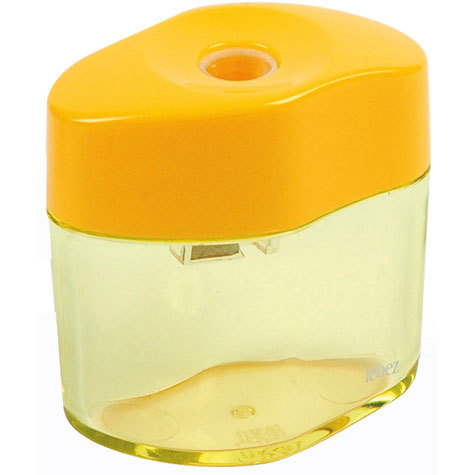gbc Temperamatite in plastica ad 1 foro corpo contenitore in plastica trasparente. Colori disponibili: giallo, blu, verde, rosso..