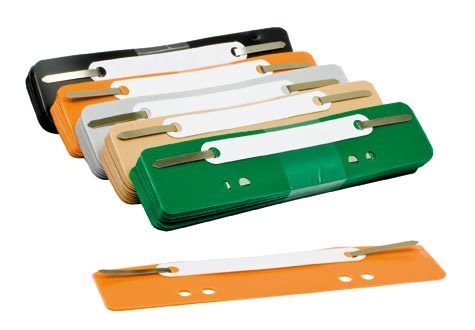 gbc Pressino in ABS con linguette in metallo Arancio-bianco, formato: 38x150 mm.