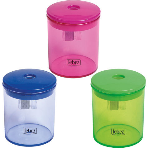 gbc Temperamatite in platica EISEN ad 1 foro corpo contenitore in plastica trasparente. Altissima qualit� tedesca. Colori disponibili: verde, arancio, blu, rosa. (Codice 412B).