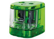 gbc Temperamatite da tavolo a batteria, ad 2 fori per matite fino a diametro 12mm. Con lama di ricambio. Colori disponibili: verde, blu, bordeaux, ocra.