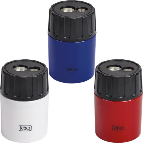 gbc Temperamatite in metallo EISEN ad 2 fori corpo container in plastica. Temperamatite interno in metalllo MADE IN GERMANY. Colori disponibili: bianco, bordeaux, blu, verde.