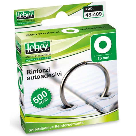 gbc Rinforzi per buchi autoadesivi, diametro 13 mm Distributore da 500 anellini adesivi.