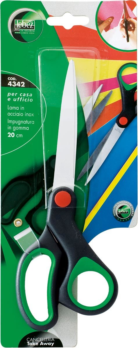 gbc Forbice con lama in acciaio inox, 22,5cm impugnatura in gomma soft nero-verde.