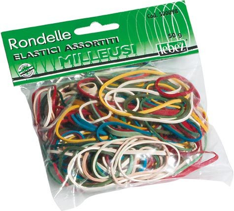 gbc Elastici in gomma. Busta da 50 gr Colori assortiti, misure assortite.