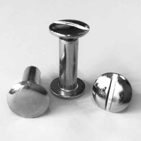 gbc Viti sepolte nichelate, lunghezza mm 15 tornite, diametro 5mm, una testa fissa ed una mobile.