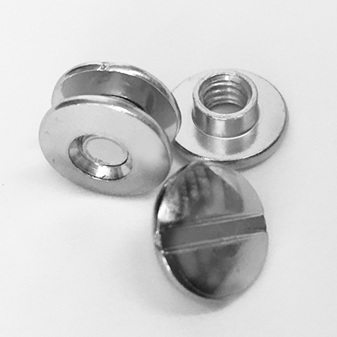 gbc Viti sepolte nichelate, lunghezza 2mm tornite, diametro 5mm, una testa fissa ed una mobile.