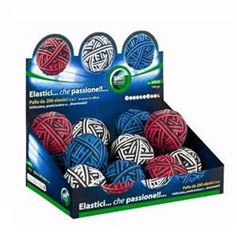gbc Elastici in gomma. RubberBall, palla da 140 gr, 200 elastici Colori assortiti, espositore in cartone.