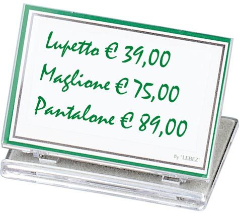 gbc Targhetta portanome in acrilico per scrivania, PIEGHEVOLE Formato: 80x50 mm.