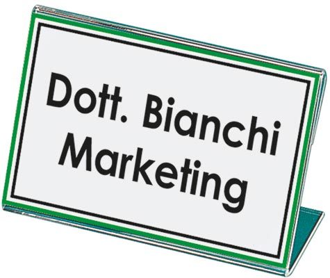 gbc Targhetta portanome in acrilico per scrivania Formato: 100x65 mm.