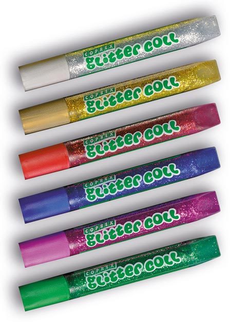 gbc Colla Glitter Coll COPREX da 10,5 ml in 6 colori assortiti. Lavabile, non tossica.