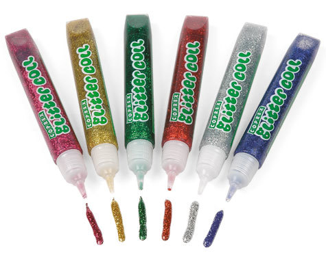 gbc Colla Glitter Coll COPREX da 10,5 ml Rosso, lavabile, non tossica, blister 6 tubetti.