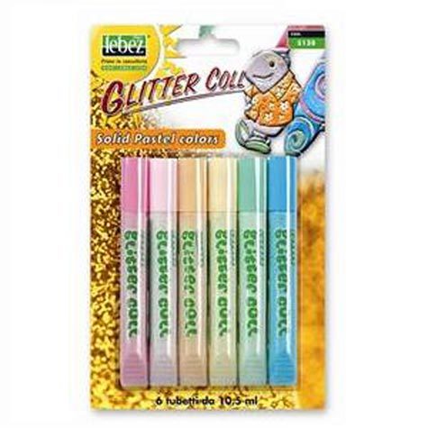 gbc Colla Glitter Coll PASTEL COLORS da 10,5 ml colori pastello Assortiti, lavabile, non tossica.