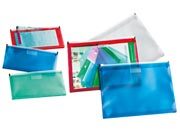 gbc Busta semitrasparente con zip. doppia tasca e soffietto ROSSO in polipropilene. Formato: 328x253mm. LEB5256R