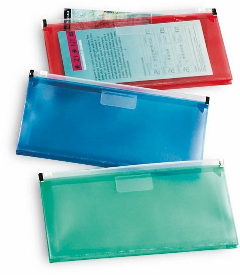 gbc Busta semitrasparenti con zip. doppia tasca e soffietto TRASPARENTE in polipropilene. Formato: 258x133mm.