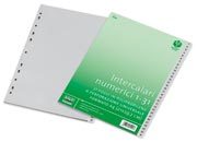 gbc Rubrica 1-31, a tasti numerici in pvc. A4 per intercalare fogli in formato A4 (21x29,7cm). Corredata di indice frontale 1-31 in cartoncino. Perforazione universale. Colore GRIGIO.