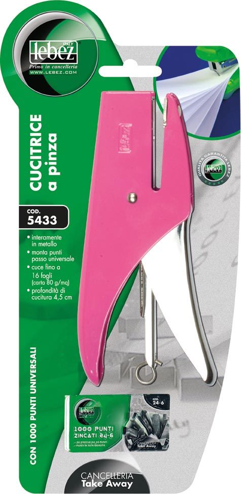 gbc Cucitrice a pinza in metallo + scatola di punti, monta il punto 11 cuce fino a 16 fogli. Profondit� di cucitura 4,5cm. Blister con scatola di 1000 punti. Colori in assortiti.