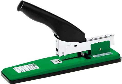 gbc Cucitrice alti spessori con base in gomma antiscivolo, impugnatura ergonomica Monta 3 tipi di punto: 23-8 - 23-10 - 23-13, cuce fino a 100 fogli.