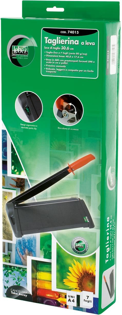 gbc Taglierina a ghigliottina 7 fogli pressino manuale, luce taglio 34 cm, dimensioni base: 41x18 cm.