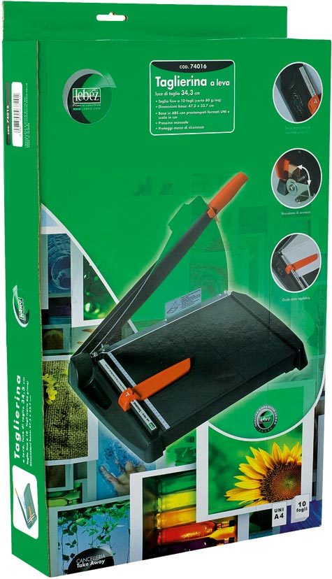 gbc Taglierina a ghigliottina 10 fogli pressino manuale, proteggimano di sicurezza, luce taglio 34 cm, dimensioni base: 48x34 cm.