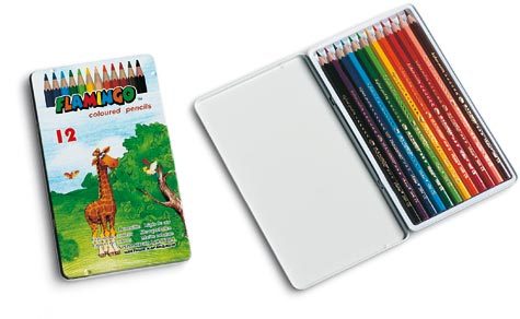 gbc Scatola in metallo con 12 pastelli esagonali di 18 cm Nuova mina extra diametro 3 mm.